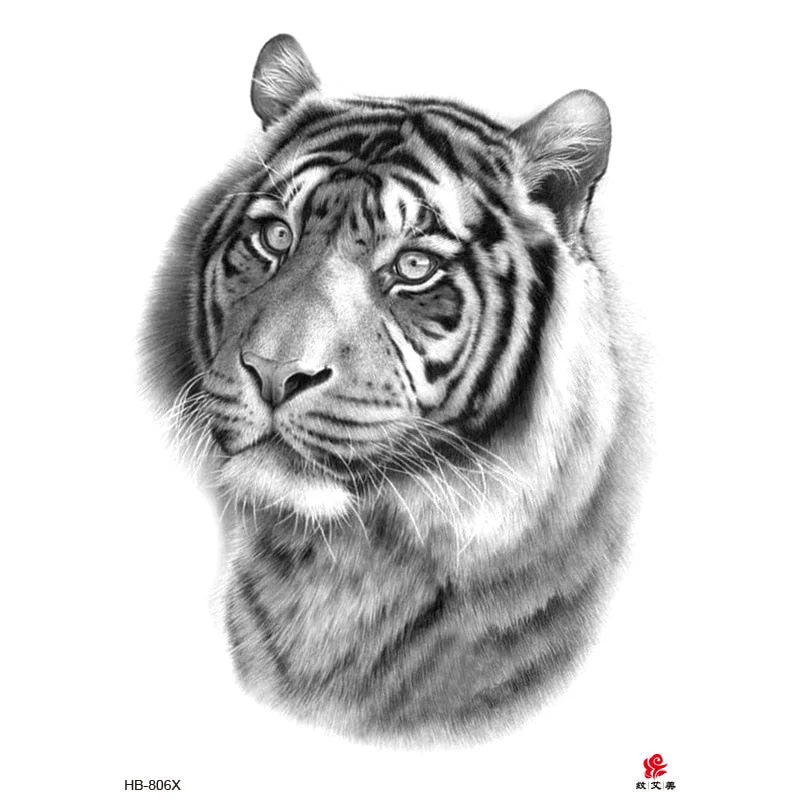 Lion Tiger Cool Temporary Tattoo Sticker Fashion Wolf Waterproof Animal Body Art Arm Tatto Fake Removable Tatoo for Men Women