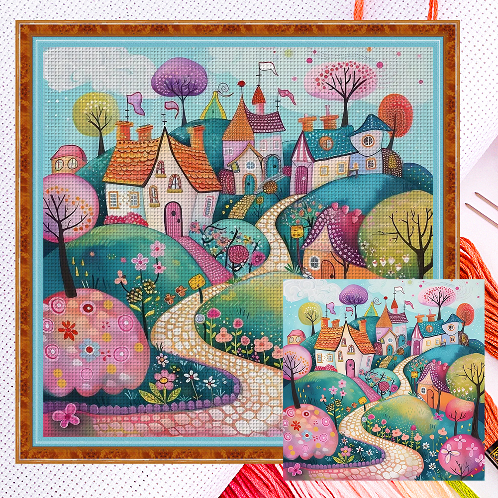 Pre Printed Cross popular Stitch DIY Kit, Autumn Park, Stamped Cross Stitch DIY Kit, 11ct, Needlework, Wall Decoration, Ready Stock