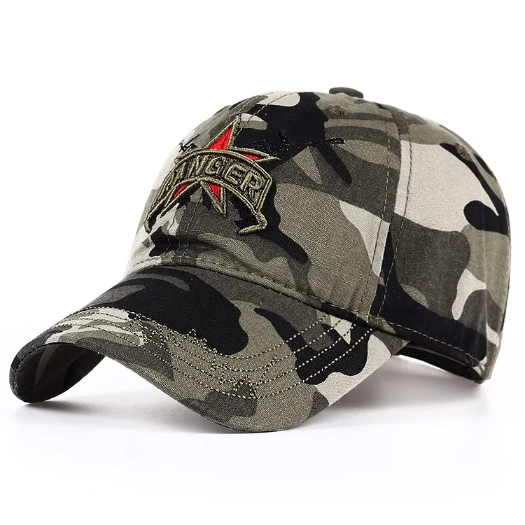 High quality RANGER Cap Mens embroidery Baseball Caps Brand USA Army Camouflage Hat Snapback Caps Cotton Adjustable hat