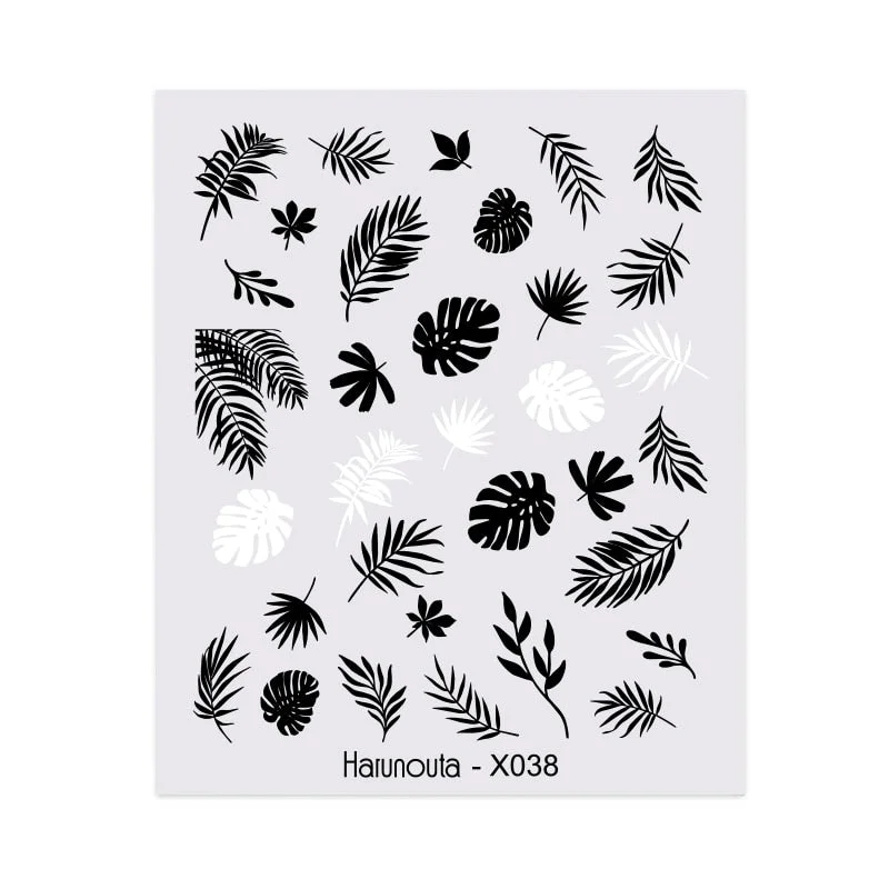 Harunouta Spring Simple Green Theme Water Decal Sticker Flower Leaf Tree Summer DIY Slider For Manicuring Nail Art Watermarks-Nail Inspo