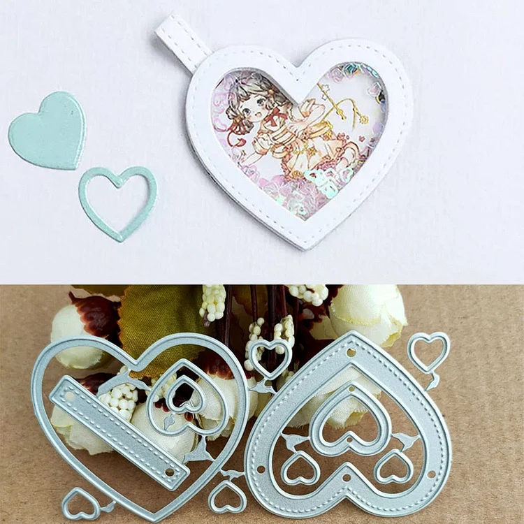The new love album combination cutting metal die decoration is used for cutting edge of scrapbook punching card cutting process.