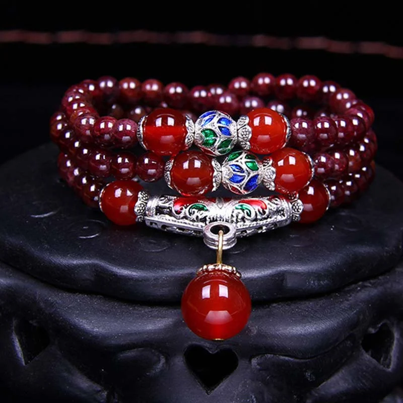 Natural Garnet Red Agate Blessing Healing Bracelet Necklace Pendant