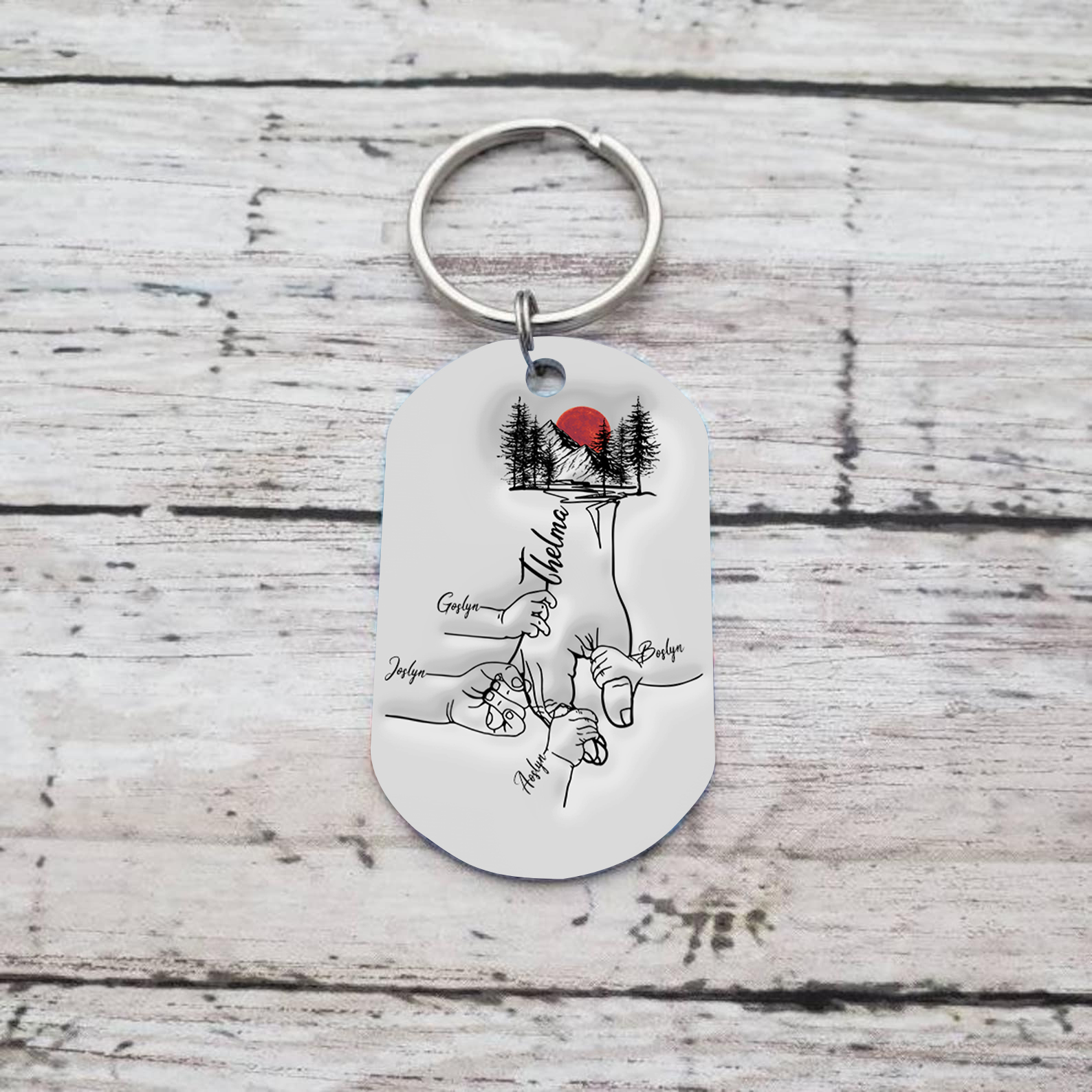 Best Dad Ever - Personalised 5 Names Holding Hands Keychain Custom Family Keychain Father's Day Gifts-Jessemade AU