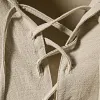 Men's Retro Vacation Linen Hooded Lace-Up Short Sleeve Shirt by Inlyline