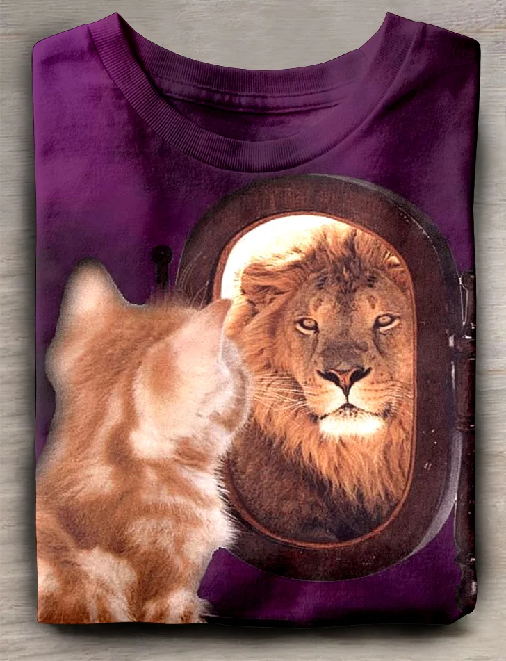 Eagerlys  Cat Turns Into Lion T-shirt Eagerlys