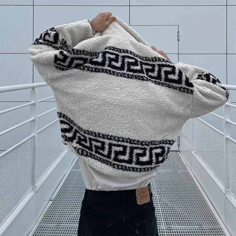 Men's Plush Coat Stand-collar Plush Sweater