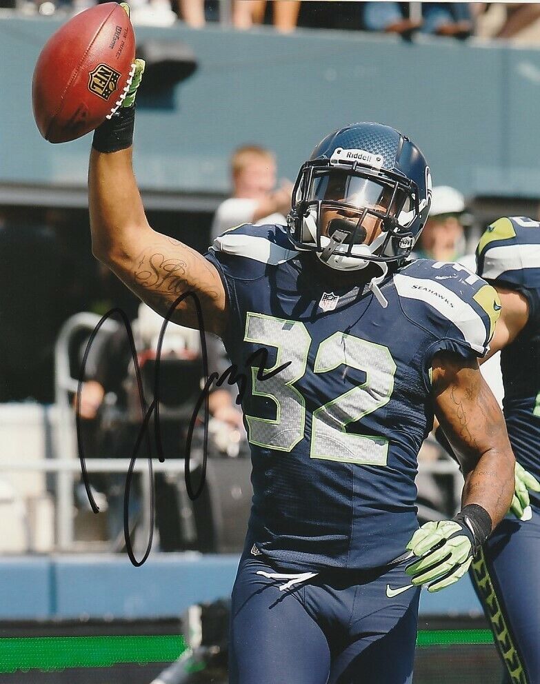 JERON JOHNSON SIGNED SEATTLE SEAHAWKS FOOTBALL 8x10 Photo Poster painting #2 NFL AUTOGRAPH PROOF