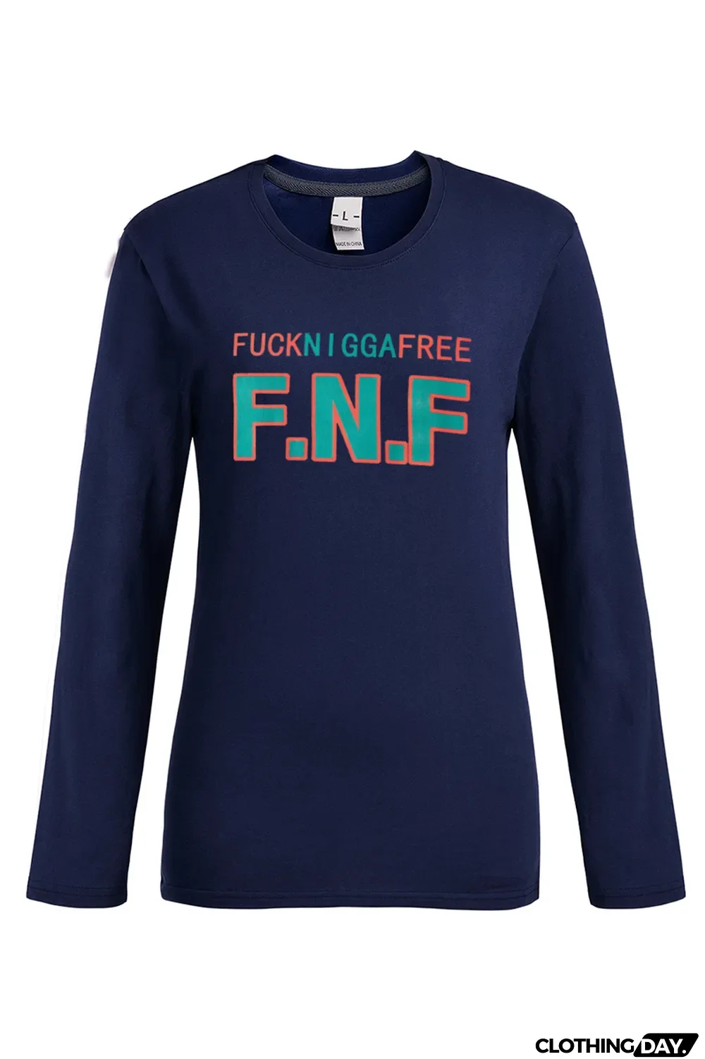 Navy Blue Casual Daily Print Letter O Neck Tops