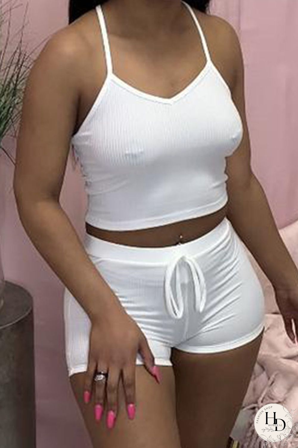 Black Casual Solid Patchwork Spaghetti Strap Sleeveless Two Pieces