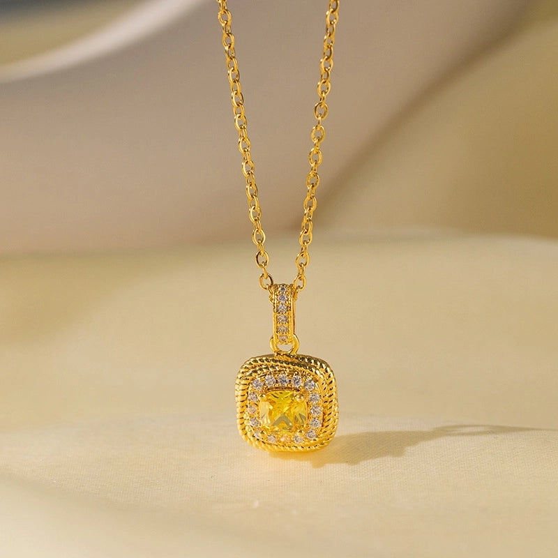 Sweet Minimalist Star Heart Shape Bow Knot Titanium Steel Zircon Plating Inlay Pendant Necklace