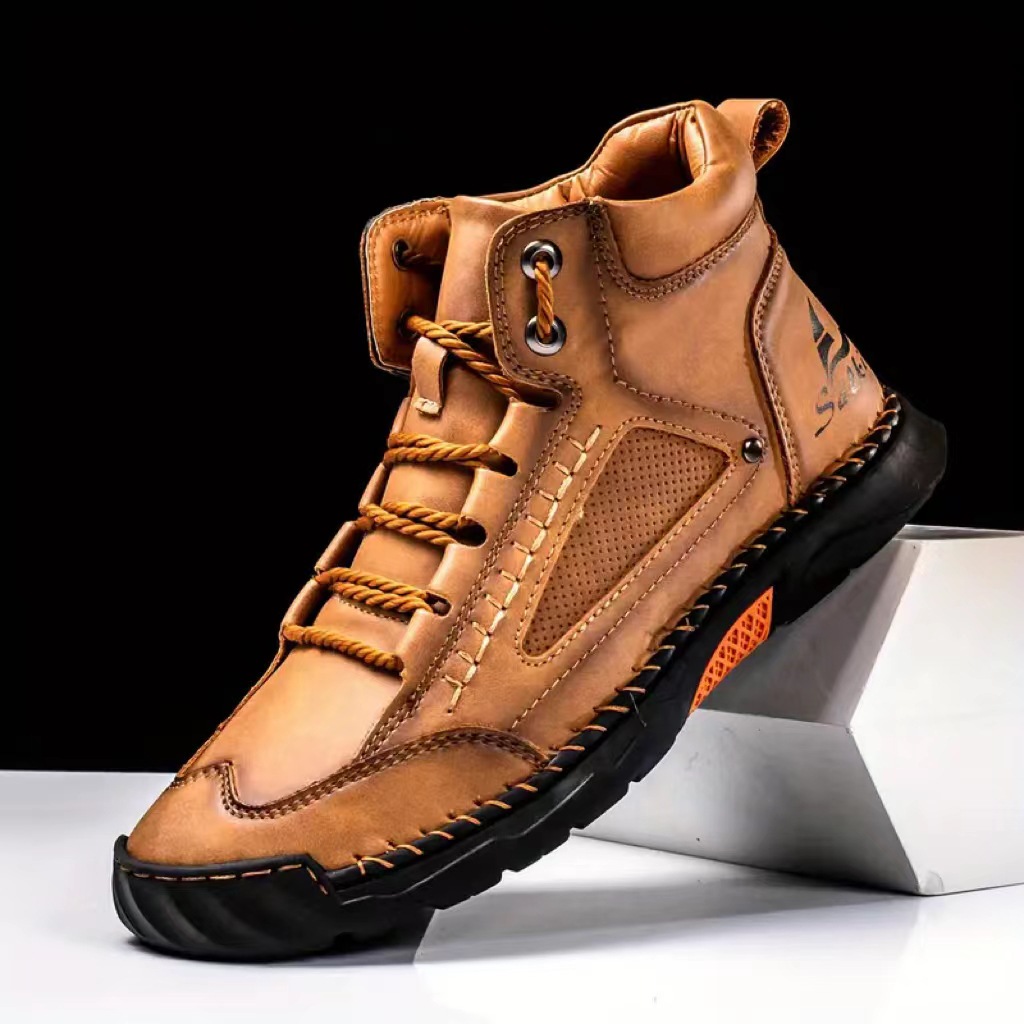 Arkget Shoes | Men's Lace Up Leather Boots Hand Stitching Casual Shoes