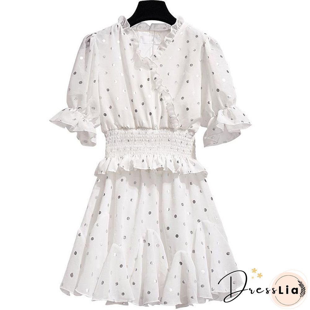 Sweety Chiffon Polka Dot Blouses+Skirt P15846