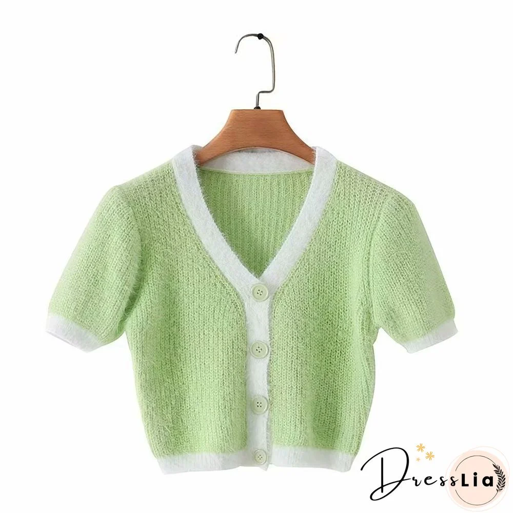 Spring Korean Sweater Women Vintage Pink Cardigan Knitted Cute Sweater Punk Crop Sweater Knit Korean Cardigans Cute Purple