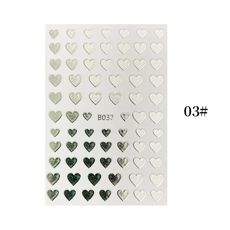 1PC Love Heart Designs 3D Nail Sticker Valentines's Day Black Red Transfer Decals Slider Gifts For Nails Decoration Manicures-Nail Inspo