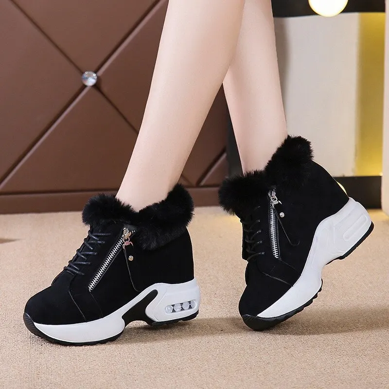 Women Snow Boots Ladies Shoes Winter Plush Warm Internal Increase Platform Female Ankle Boots Zipper Fashion Shoe Woman New 2022