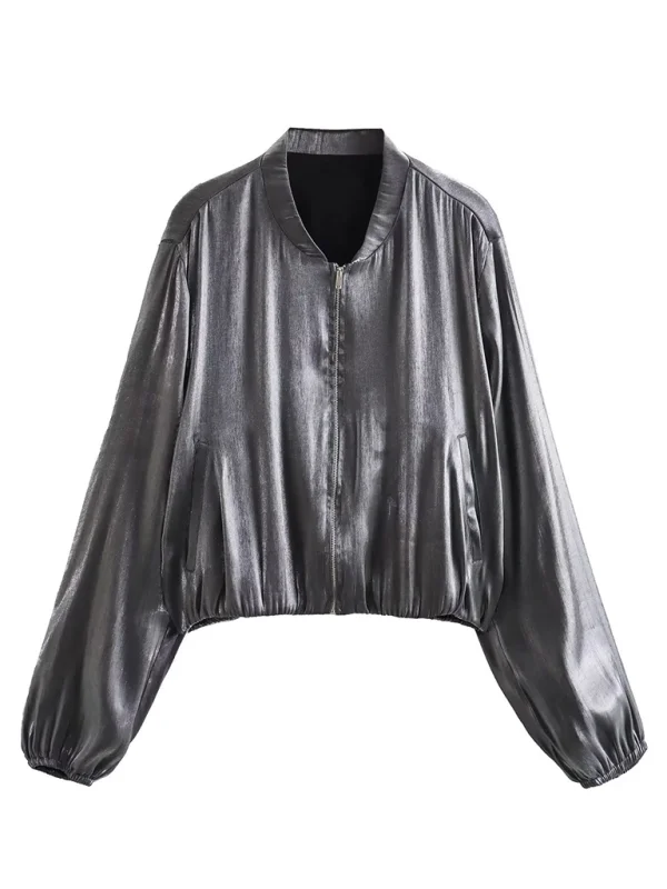 Women's metallic satin bomber jacket (matching pants can be purchased to match the suit) Flusfy