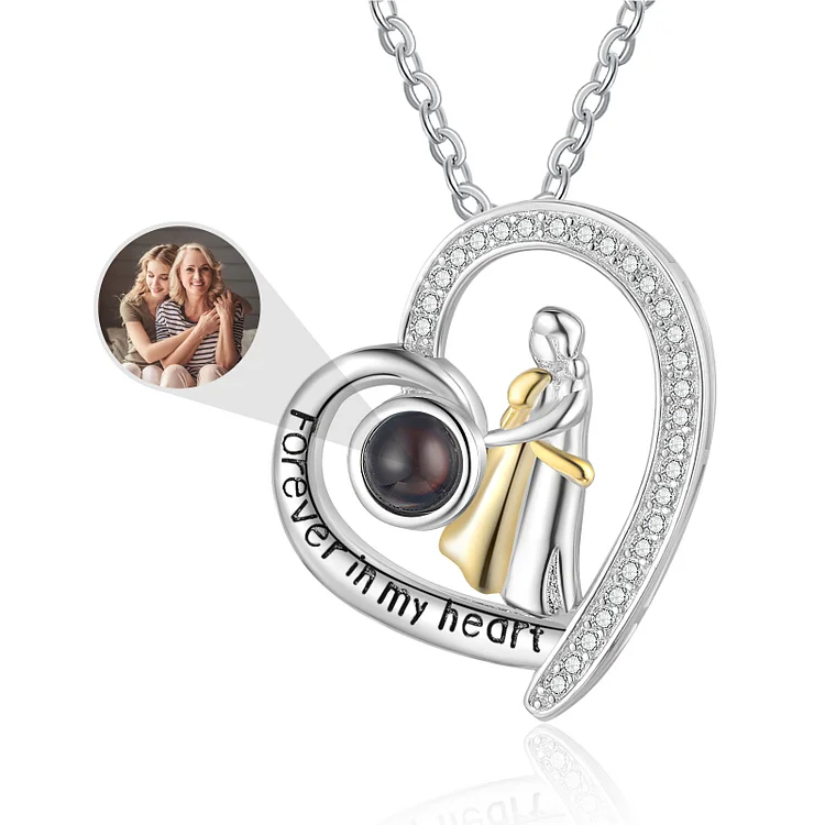 Kettenmachen Personalisierte Foto Herz Mutter & Tochter Umarmung Projektion Halskette