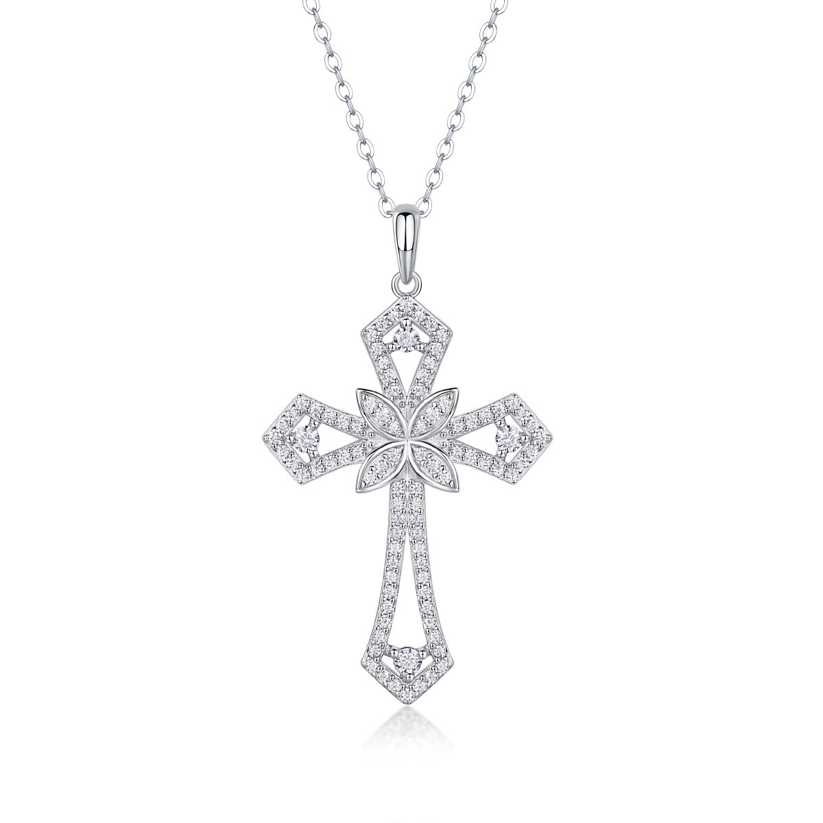  Moissanite Cross Pendant Necklace 925 Sterling Silver 18K Gold Plated Elegant Jewelry Comes with GRA Certificate