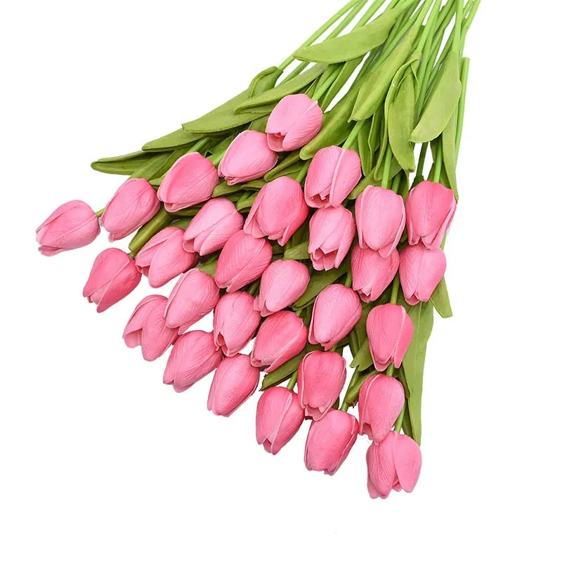 31Pcs/lot Tulips Artificial Flowers PU Calla Fake Flowers Real Touch Flowers for Wedding Decoration Home Party Decoration Favors