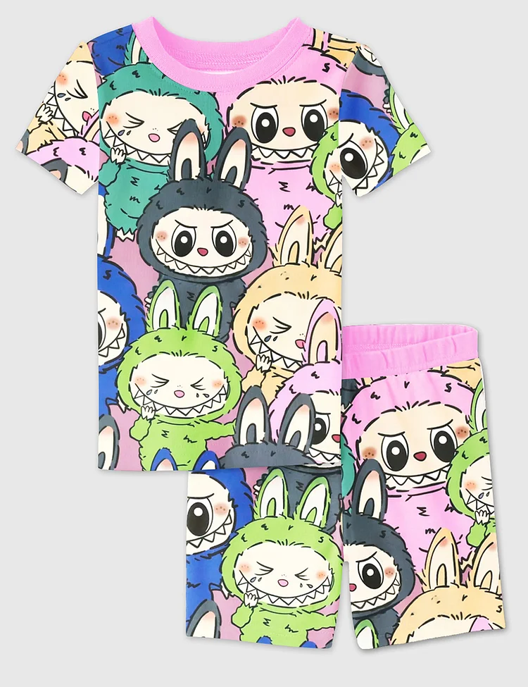 Kid's Colorful Labubu Print Pajama Set