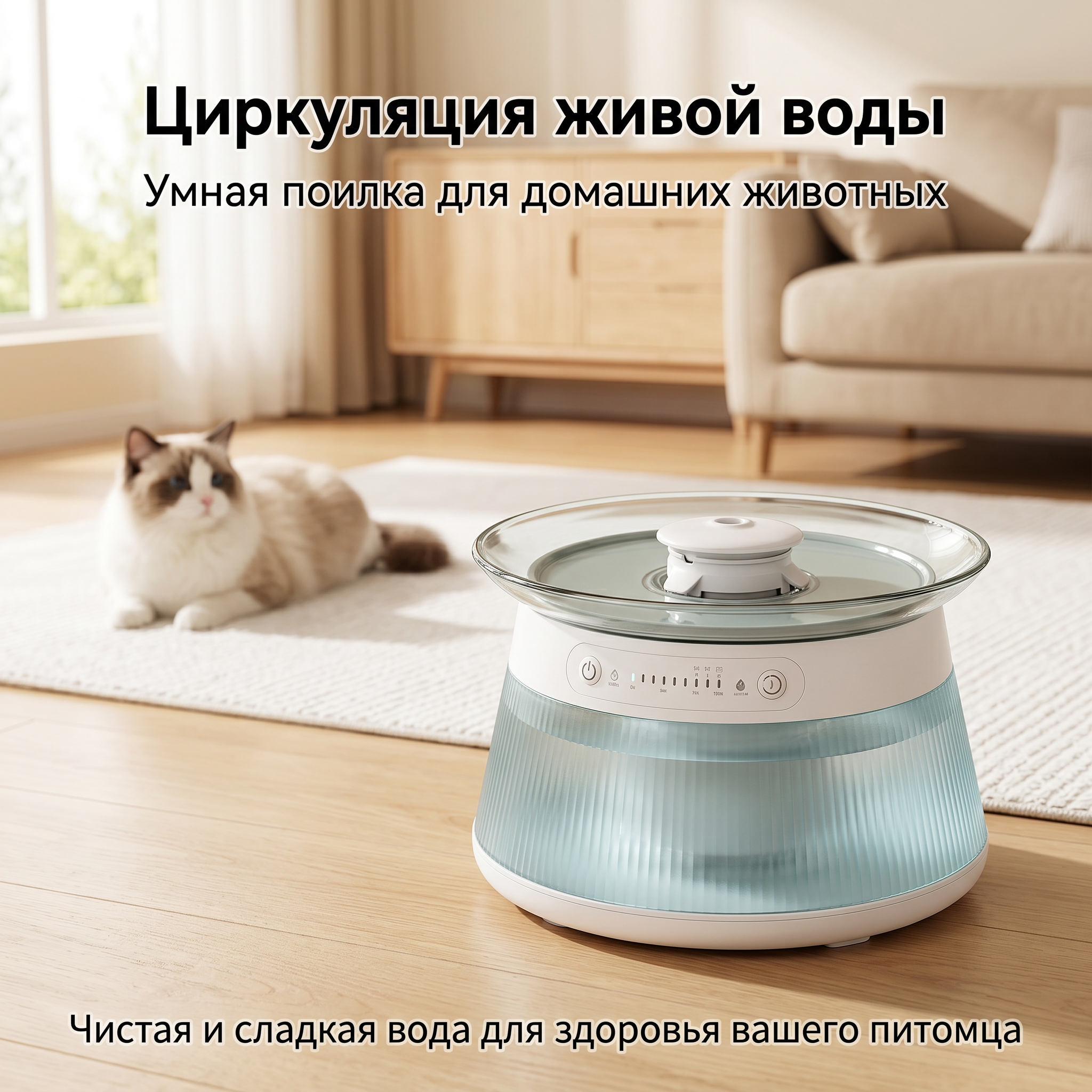 GOPET&reg; Фонтан-поилка для домашних животных: разделение чистой и грязной воды, автоматическая циркуляция и UVC-стерилизация.