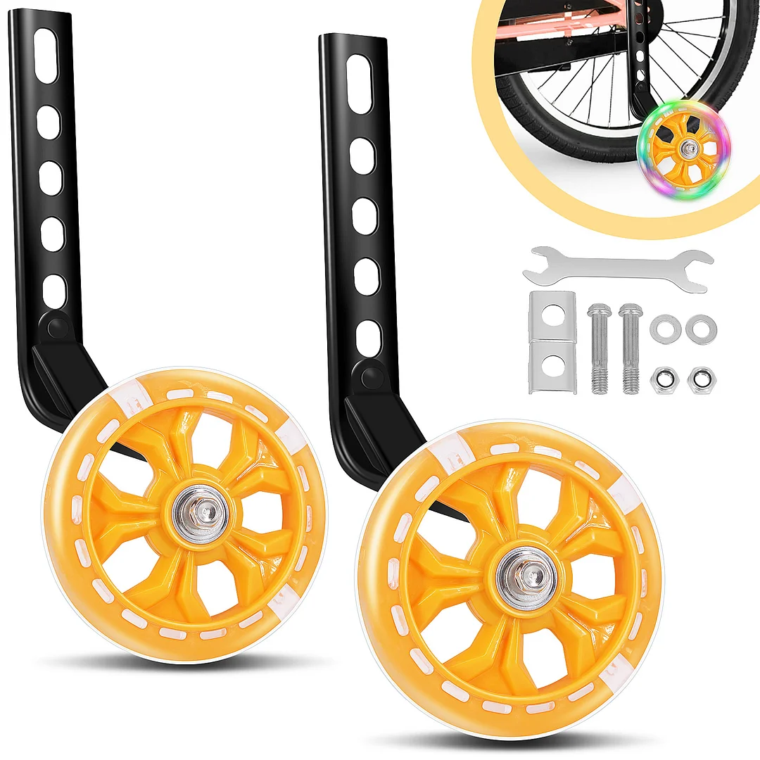 Huryfox Pair Training Wheels for Bike,12/14/16/18/20 inch Kids Bicycle  Assist Safety Flash Wheel