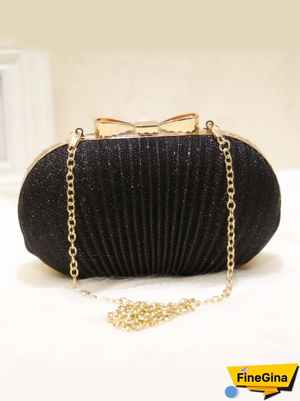 Pleated Butterfly Goose Egg Dinner Bag Oval Clutch Party Party Dress Chain Bag