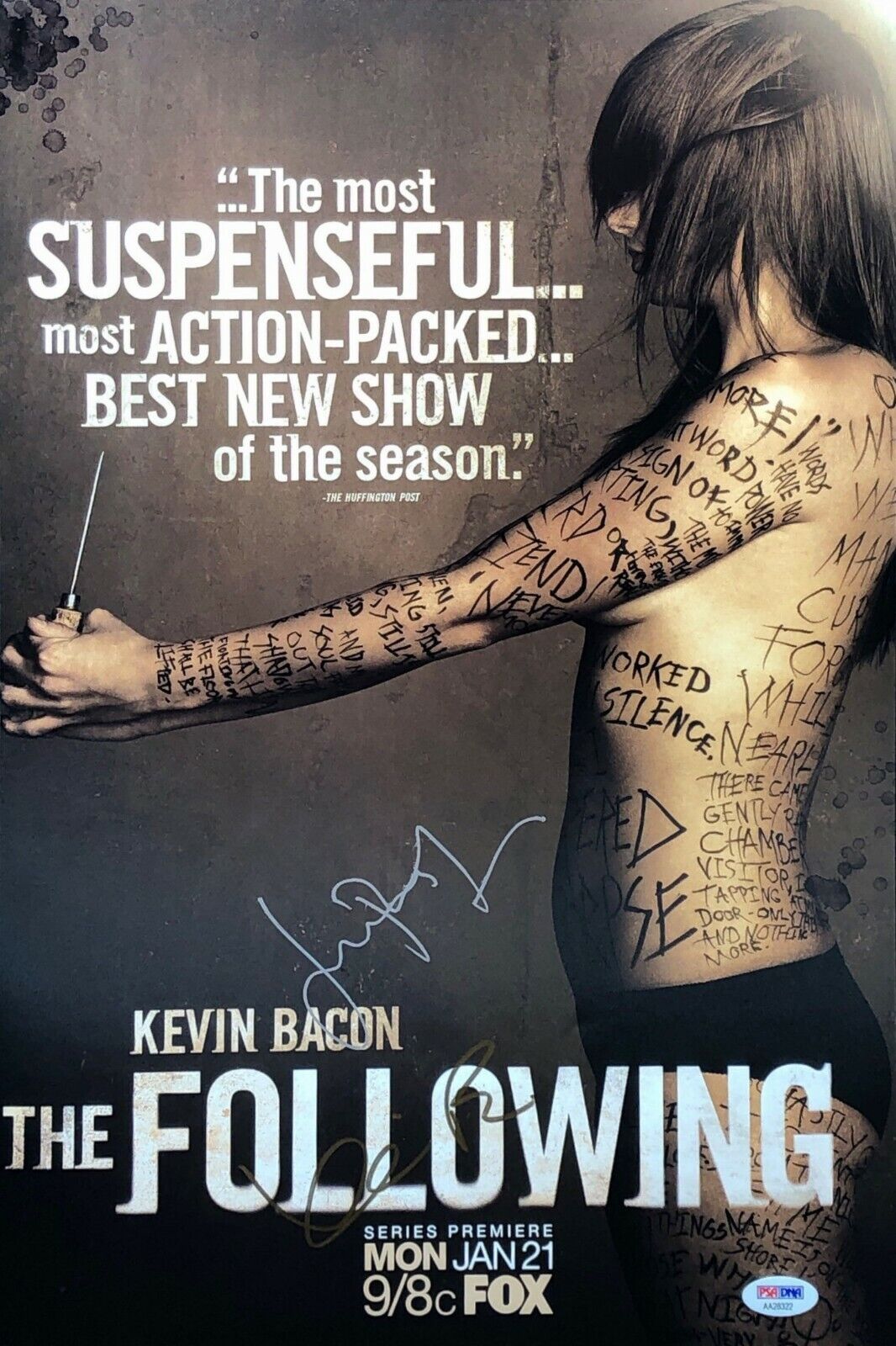 Kevin Bacon And James Purefoy Signed 'The Following' 12x18 Photo Poster painting PSA AA28322