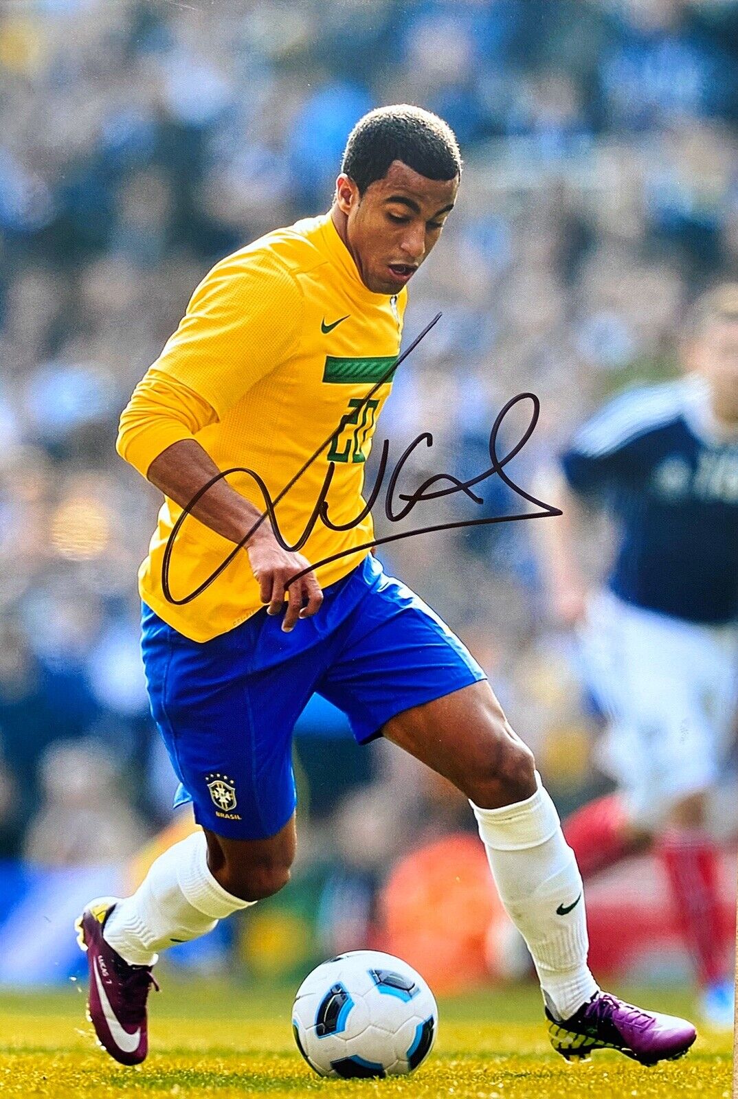 Lucas Moura Genuine Hand Signed 12x8 Brazil Photo Poster painting, Tottenham Hotspur, 1