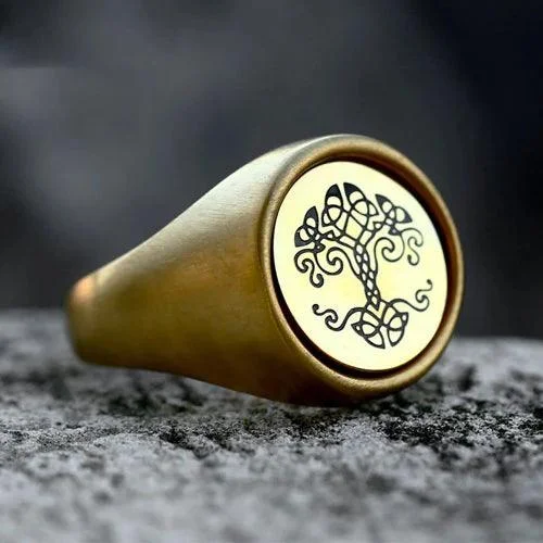 Tree of Life Gold Spinner Viking Ring