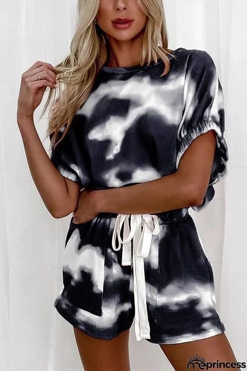 Tie Dye Drawstring Short Set