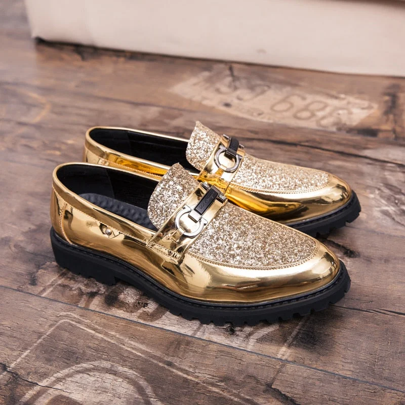 2019 Fashion Classic Style Men Shoes Gold Silver Simple Designer Men Casual Shoes outdoor slip on party club shoes men a4