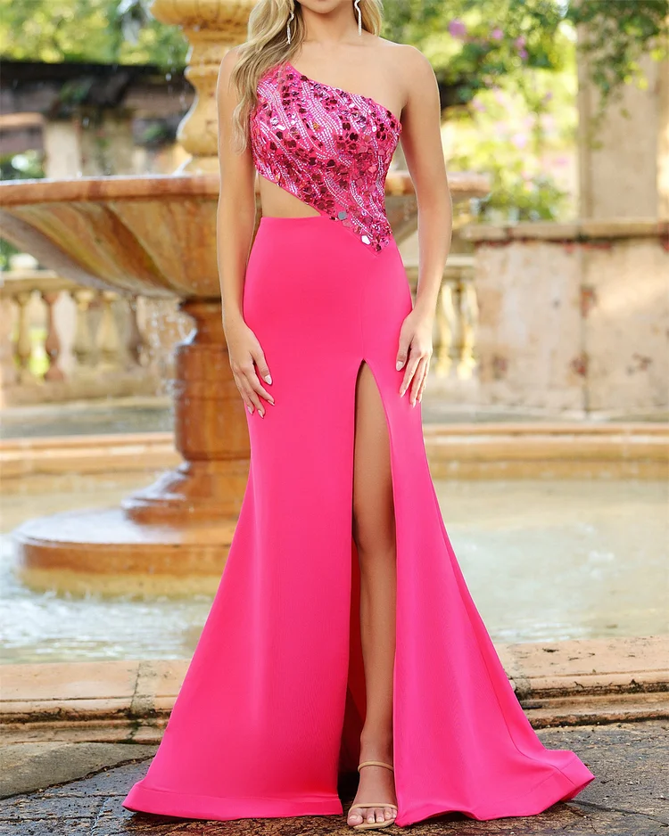 Women's Sequined Hollow Slit Prom Dress