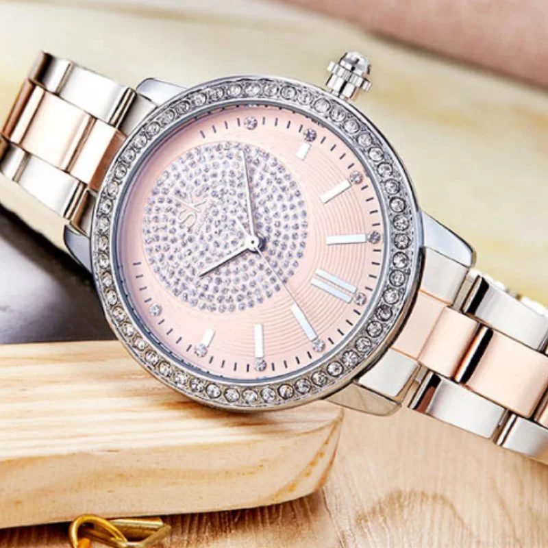 Rose Gold Crystal Wrist Watch