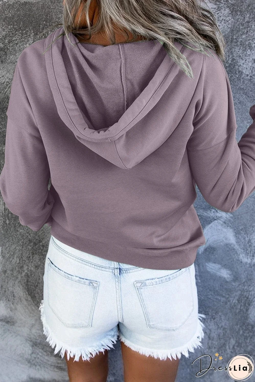 Solid Color Hooded Sweatshirt