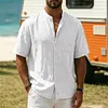 Men's Vacation Surfing Linen Stand-Collar Shirt by Inlyline