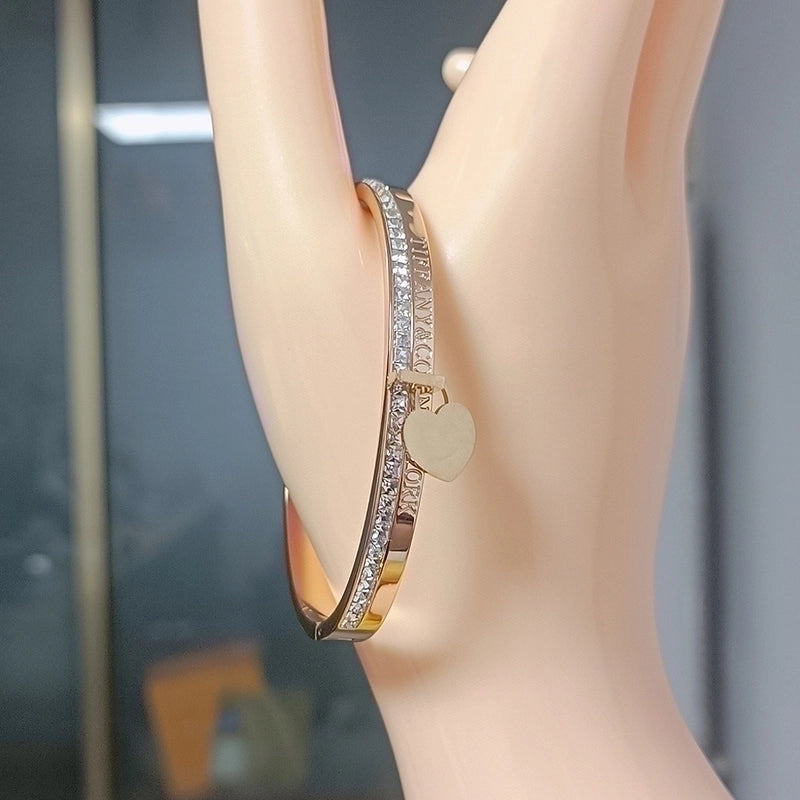 Elegant Lady Heart Shape Titanium Steel Bangle