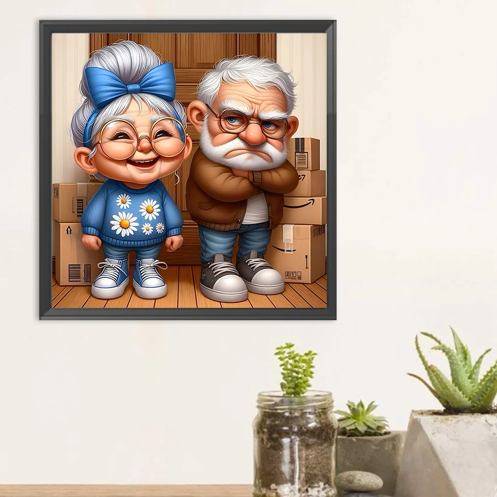Diamond Painting - Full Round Drill - Old Couple(Canvas|30*30cm)