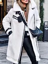 Fashion Plush Solid Color Lapel Collar Long Sleeves Coat