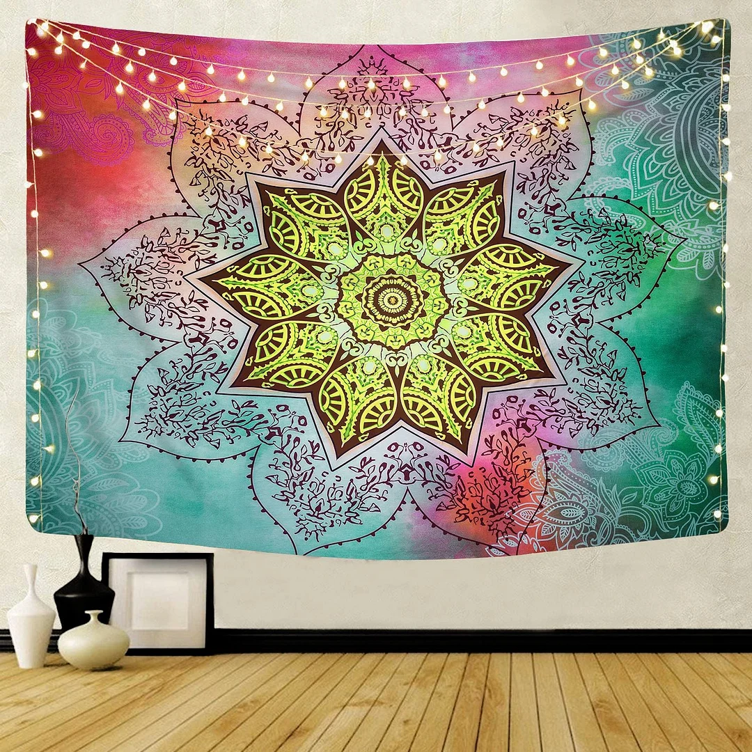 Large Mandala Pattern Indian Tapestry Wall Hanging Decoration Bohemian Beach Towel Polyester Thin Blanket Yoga Shawl Travel Mat
