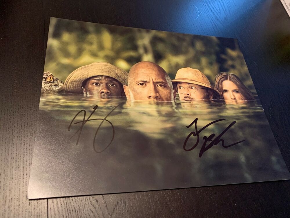 JUMANJI SIGNED 11X14 Photo Poster painting PROOF AUTOGRAPHED JACK BLACK + KEVIN HART 2