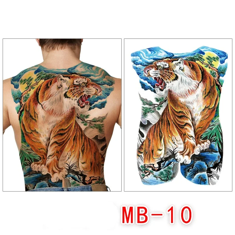 Waterproof temporary men tattoos tattoo full back large tatoo fake dragon girl tattoo body art sticker sexy decals transferable