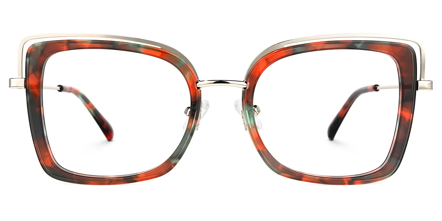 Darcy Blumendruck-Rot Quadratisch Brille Blumendruck-Rot
