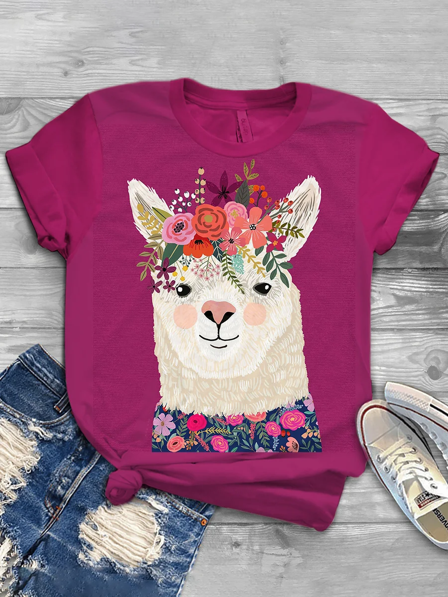 Women's A Cute Alpaca Print T-Shirt