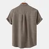 Men's Linen Shirt Henley Shirt Front Pocket Casual Shirt Black Short Sleeve Plain Hawaiian Holiday Clothing by Inlyline