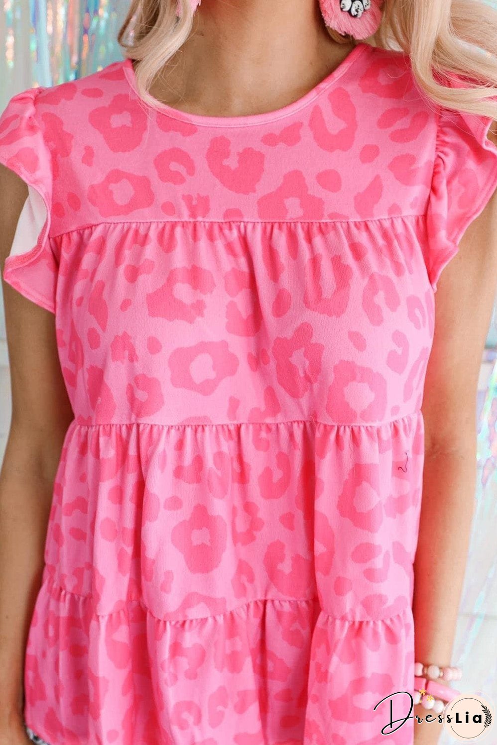 Leopard Print Ruffle Sleeve Tank Top for Stylish Women