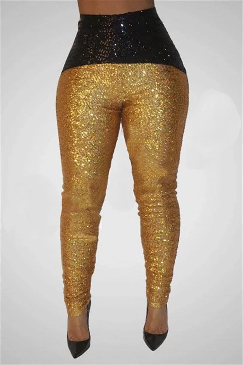 Fashion Sexy Sequin Gold Trousers