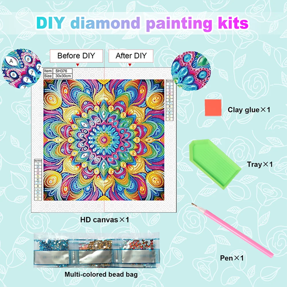 Diamond Painting - Partial Special Shaped Drill - Mandala(Canvas|30*30cm)