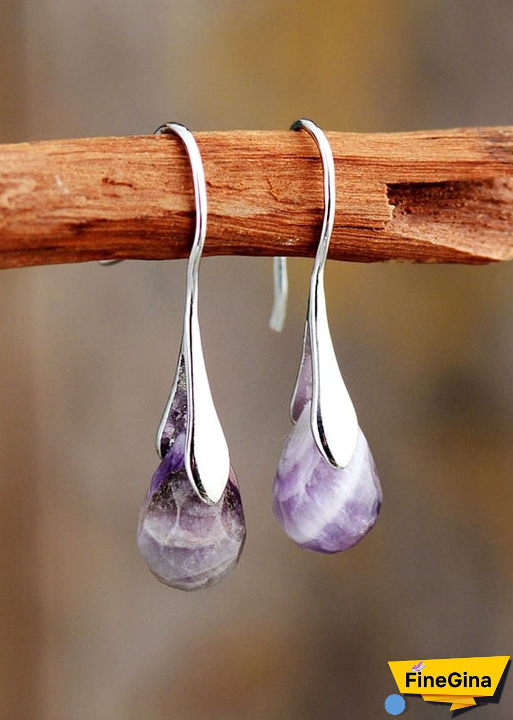 Boho Earrings, Dangle Earrings, Purple Amethyst and Red Jasper