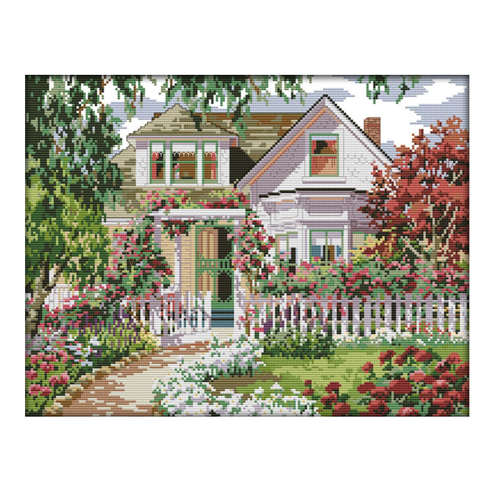 

Garden Villa - 14CT Stamped Cross Stitch - 44*35CM, 501 Original